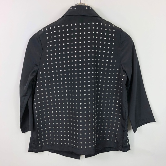 Rock and Republic Black Studded Blazer Silver SZ 2 - Picture 7 of 8